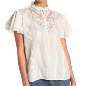 Frye Diya Pintuck Lace Panel Blouse